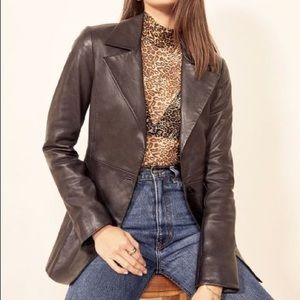 Reformation Veda Bowery Leather Blazer M